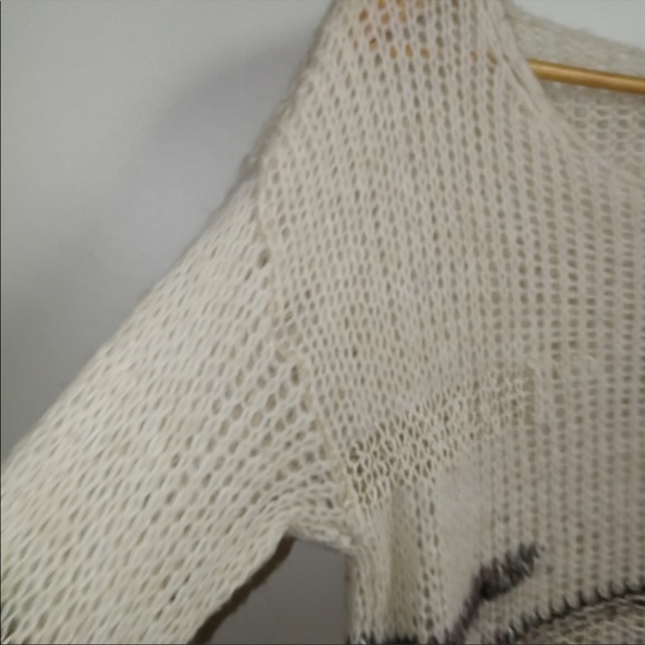 TOPSHOP Neutral Striped Wool Chunky Loose Knit Sweater Size 8 - Picture 5 of 8